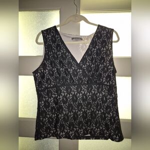 Dalia Black Embellished Sleeveless Fitted Blouse